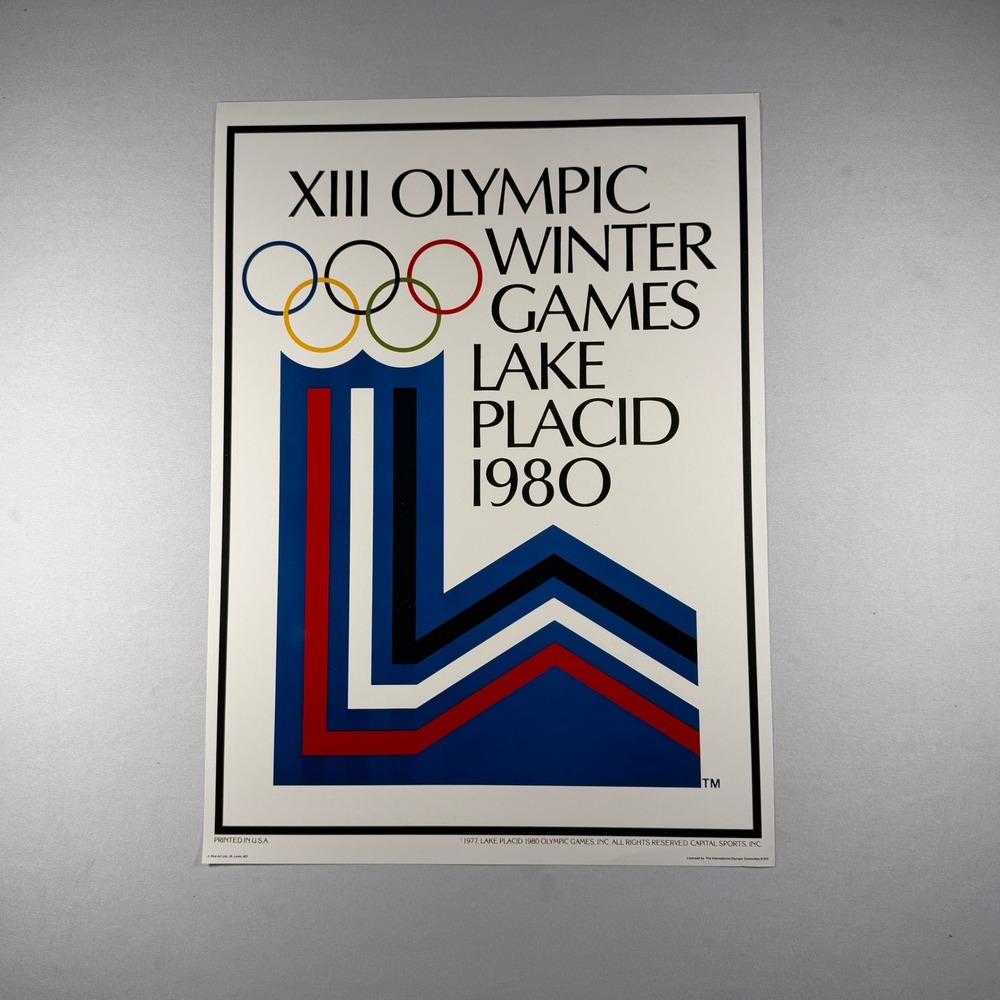 1980 Lake Placid Winter Olympics Poster IOC Repro Retro Graphic Art 13x18